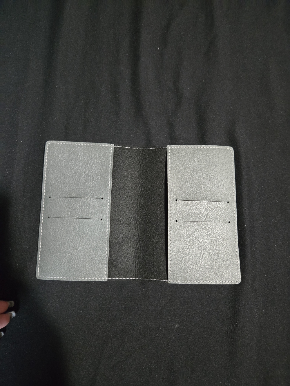 Minimal Grey Leather Passport And Card Holder